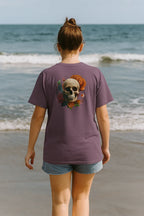Women's V-Neck Tee – Slim Fit Skull Graphic Cotton T-Shirt | Breathable Casual Top - Just Chilling Inc.