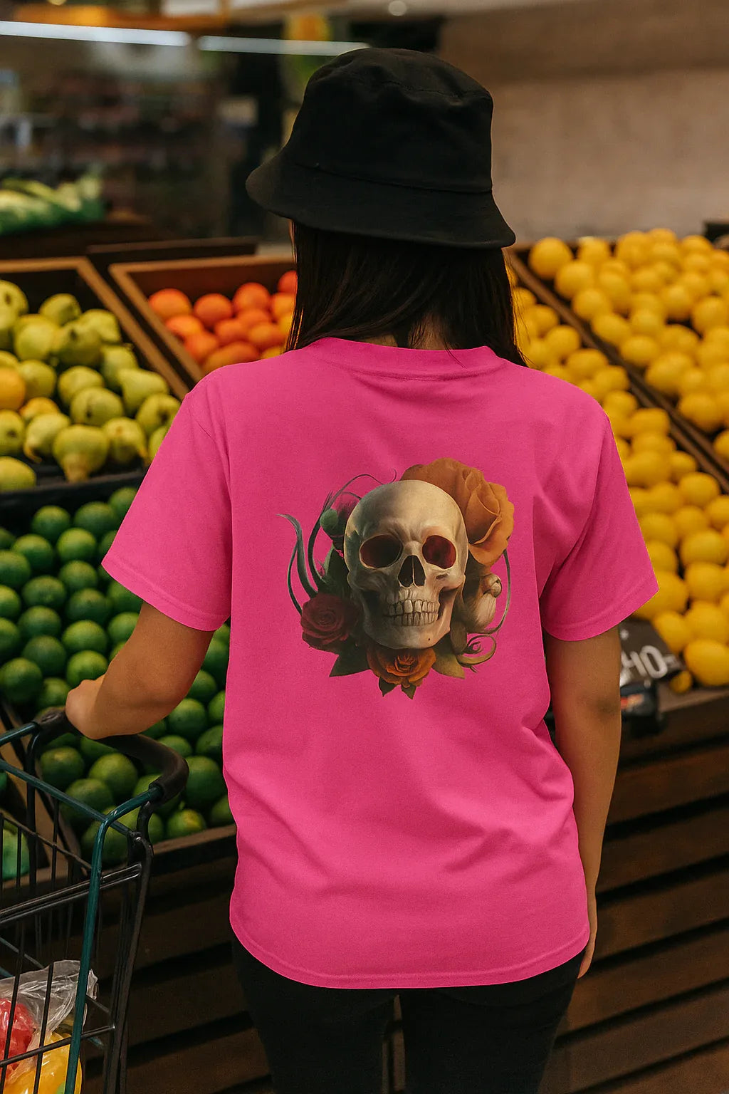 Women's V-Neck Tee – Slim Fit Skull Graphic Cotton T-Shirt | Breathable Casual Top - Just Chilling Inc.