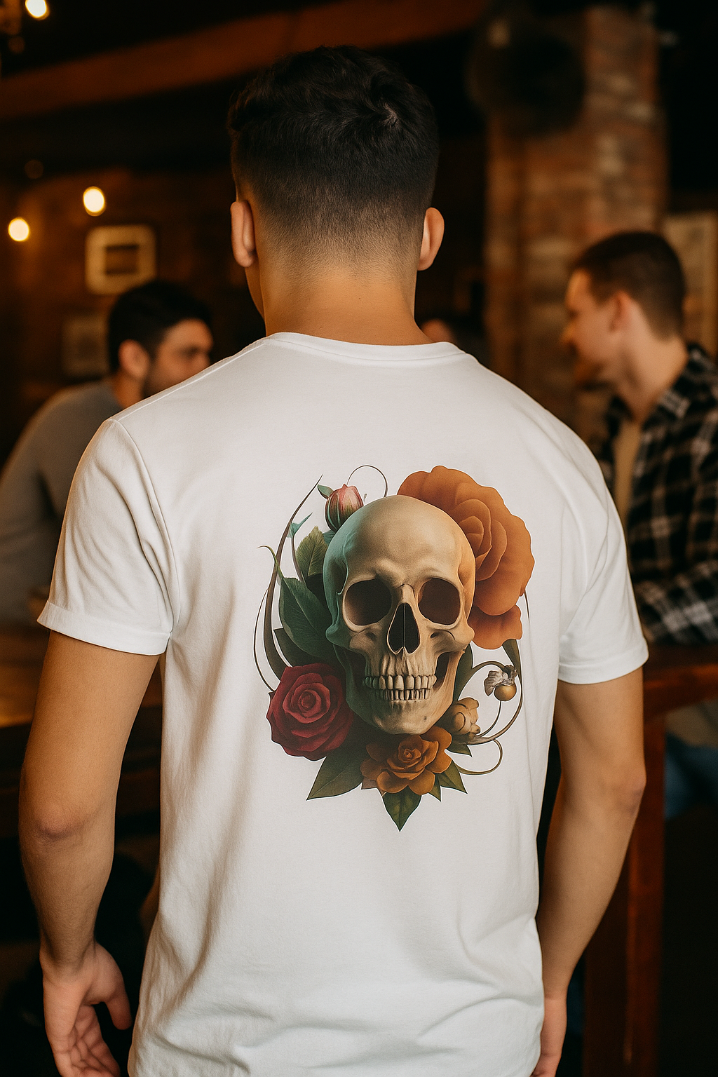 Women's V-Neck Tee – Slim Fit Skull Graphic Cotton T-Shirt | Breathable Casual Top