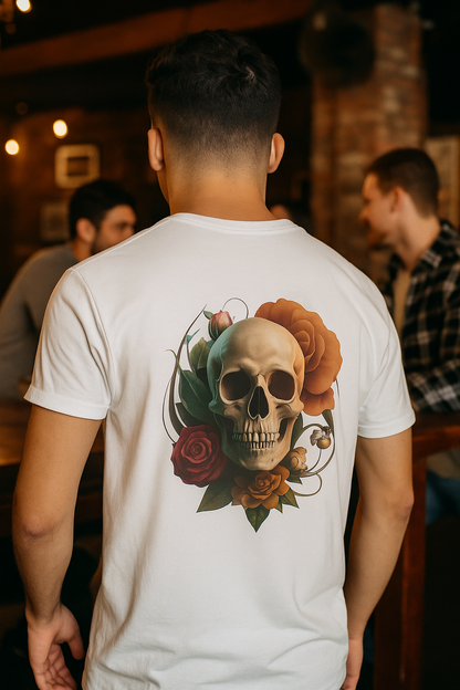 Women's V-Neck Tee – Slim Fit Skull Graphic Cotton T-Shirt | Breathable Casual Top