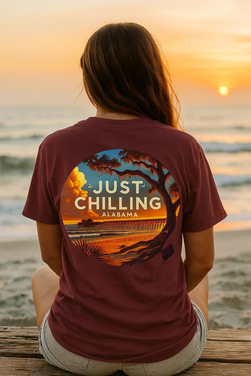 Garment Dyed Tee – Unisex Cotton Shirt With Alabama Outdoors Design - Just Chilling Inc.