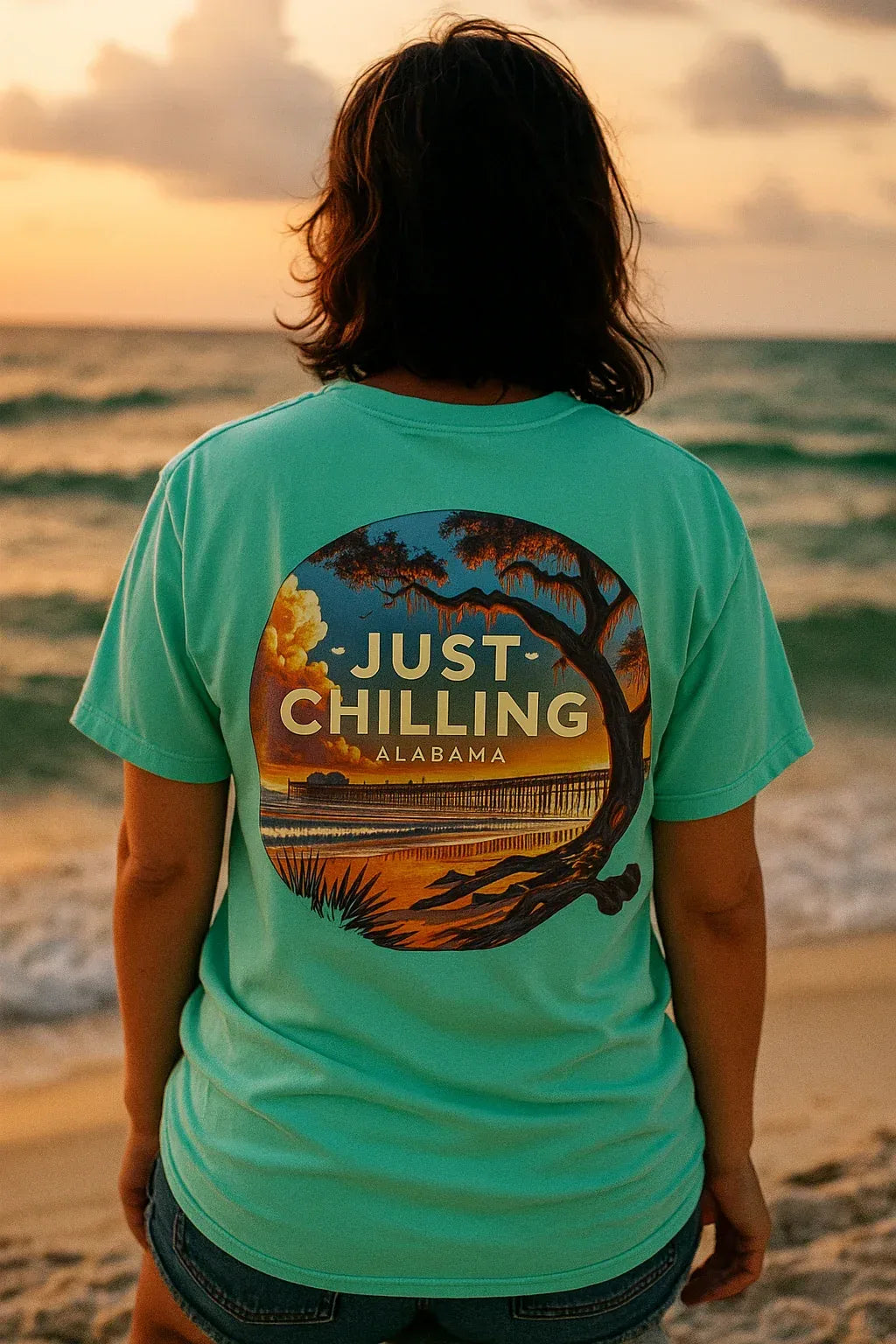 Garment Dyed Tee – Unisex Cotton Shirt With Alabama Outdoors Design - Just Chilling Inc.