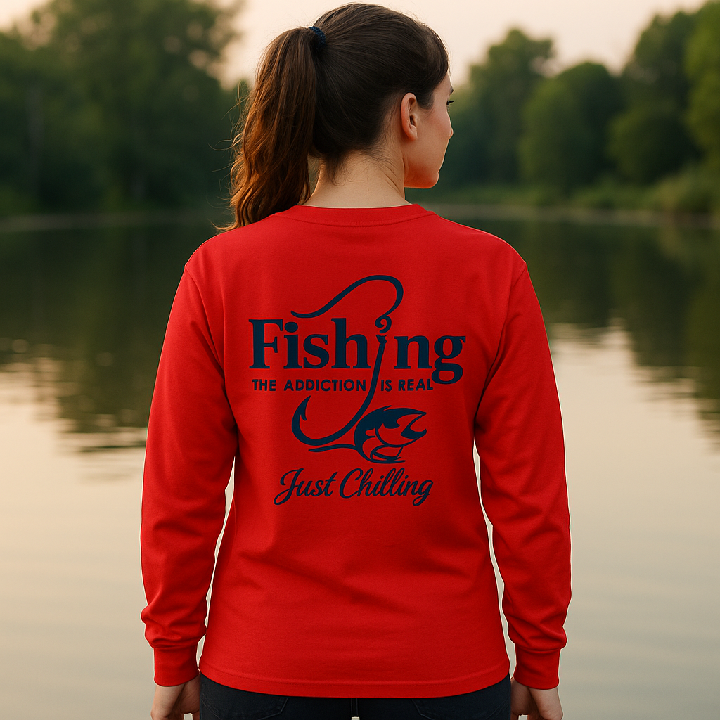 Cotton Long Sleeve Tee - Unisex Classic Fit Fishing Shirt With Durable Seams