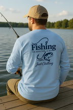 Cotton Long Sleeve Tee - Unisex Classic Fit Fishing Shirt With Durable Seams - Just Chilling Inc.