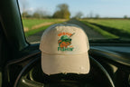 Distressed Cotton Twill Cap – Adjustable Fishing Hat with D-Ring Strap - Just Chilling Inc.