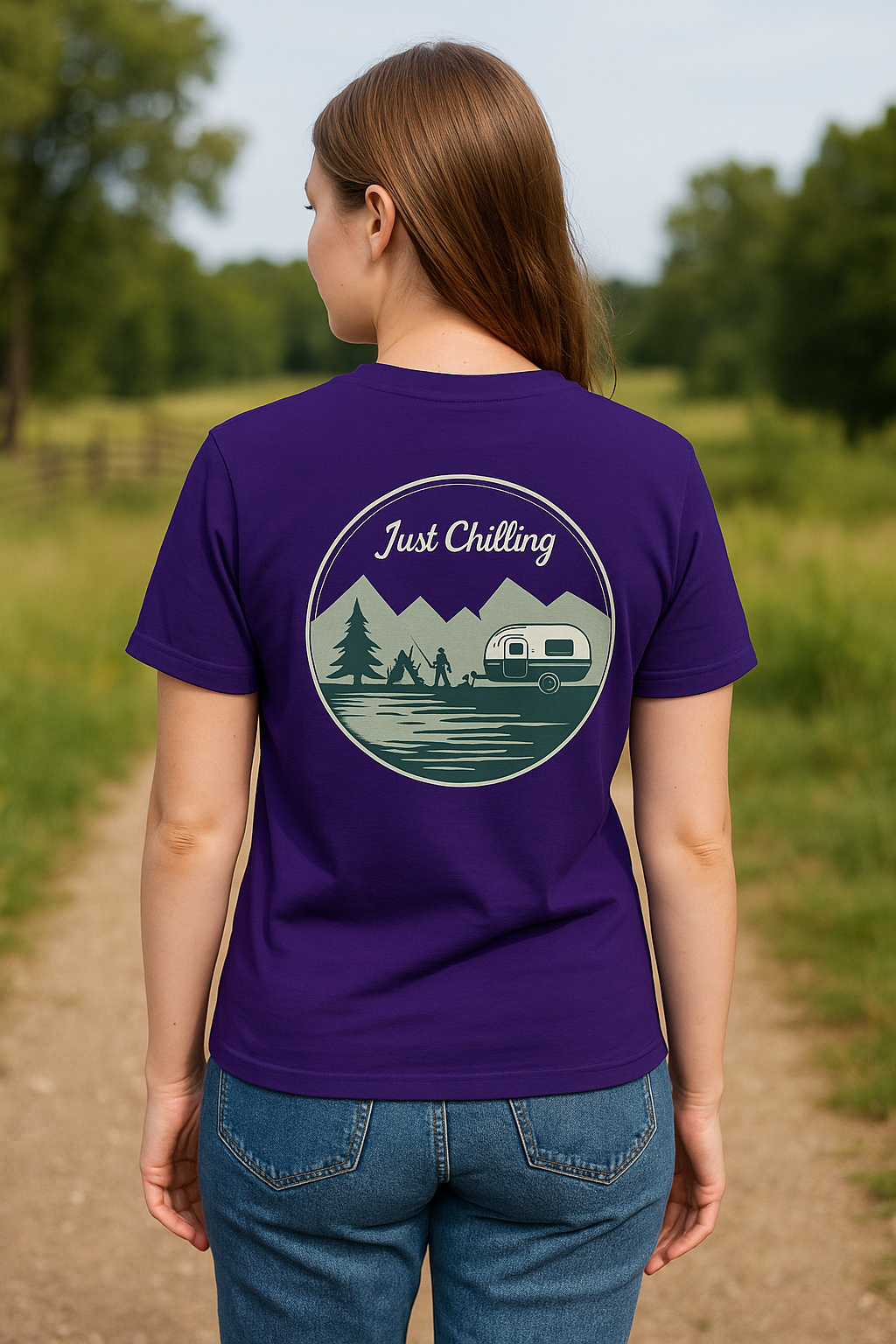 Girl Dog Camper Shirt - Unisex Cotton Tee | Comfortable Classic Fit Crew Neck