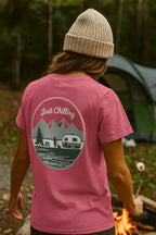 Girl Dog Camper Shirt - Unisex Cotton Tee | Comfortable Classic Fit Crew Neck - Just Chilling Inc.