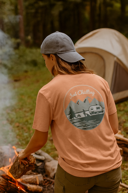 Girl Dog Camper Shirt - Unisex Cotton Tee | Comfortable Classic Fit Crew Neck