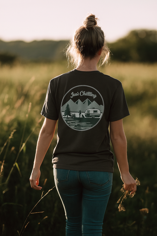 Girl Dog Camper Shirt - Unisex Cotton Tee | Comfortable Classic Fit Crew Neck