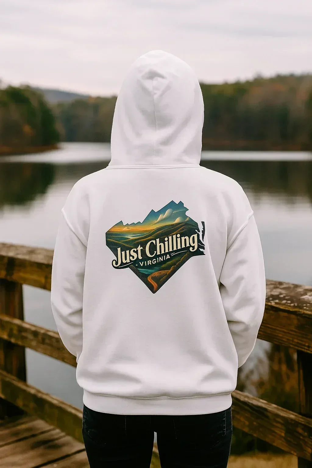 Virginia Scenic Hoodie - Retro Mountain Pullover With Cozy Pouch Pocket - Just Chilling Inc.