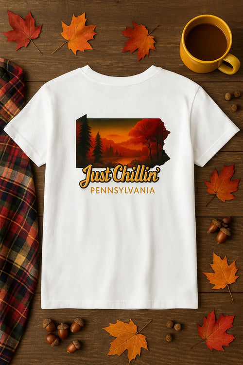 Autumn Vibes Unisex Tee - Just Chillin' Vintage Nature Lovers Pennsylvania T-Shirt - Just Chilling Inc.