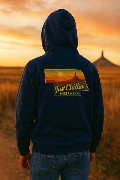 Nebraska Hoodie – Retro Sunset State Pride Sweatshirt | Cozy Cotton Blend Pullover