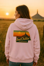 Nebraska Hoodie – Retro Sunset State Pride Sweatshirt | Cozy Cotton Blend Pullover - Just Chilling Inc.