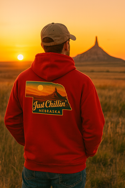 Nebraska Hoodie – Retro Sunset State Pride Sweatshirt | Cozy Cotton Blend Pullover