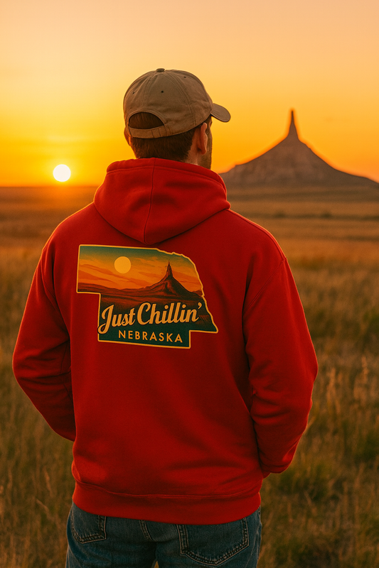 Nebraska Hoodie – Retro Sunset State Pride Sweatshirt | Cozy Cotton Blend Pullover