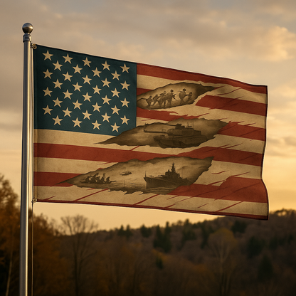 Torn American Flag - Hidden Battles Patriotic Wall Art