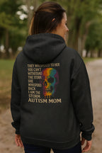 I Am the Storm Autism Mom Hoodie – Rainbow Drip Skull Neurodiversity Design - Just Chilling Inc.