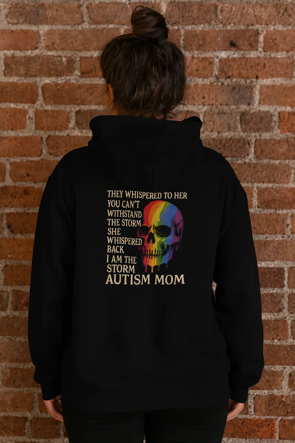 I Am the Storm Autism Mom Hoodie – Rainbow Drip Skull Neurodiversity Design - Just Chilling Inc.