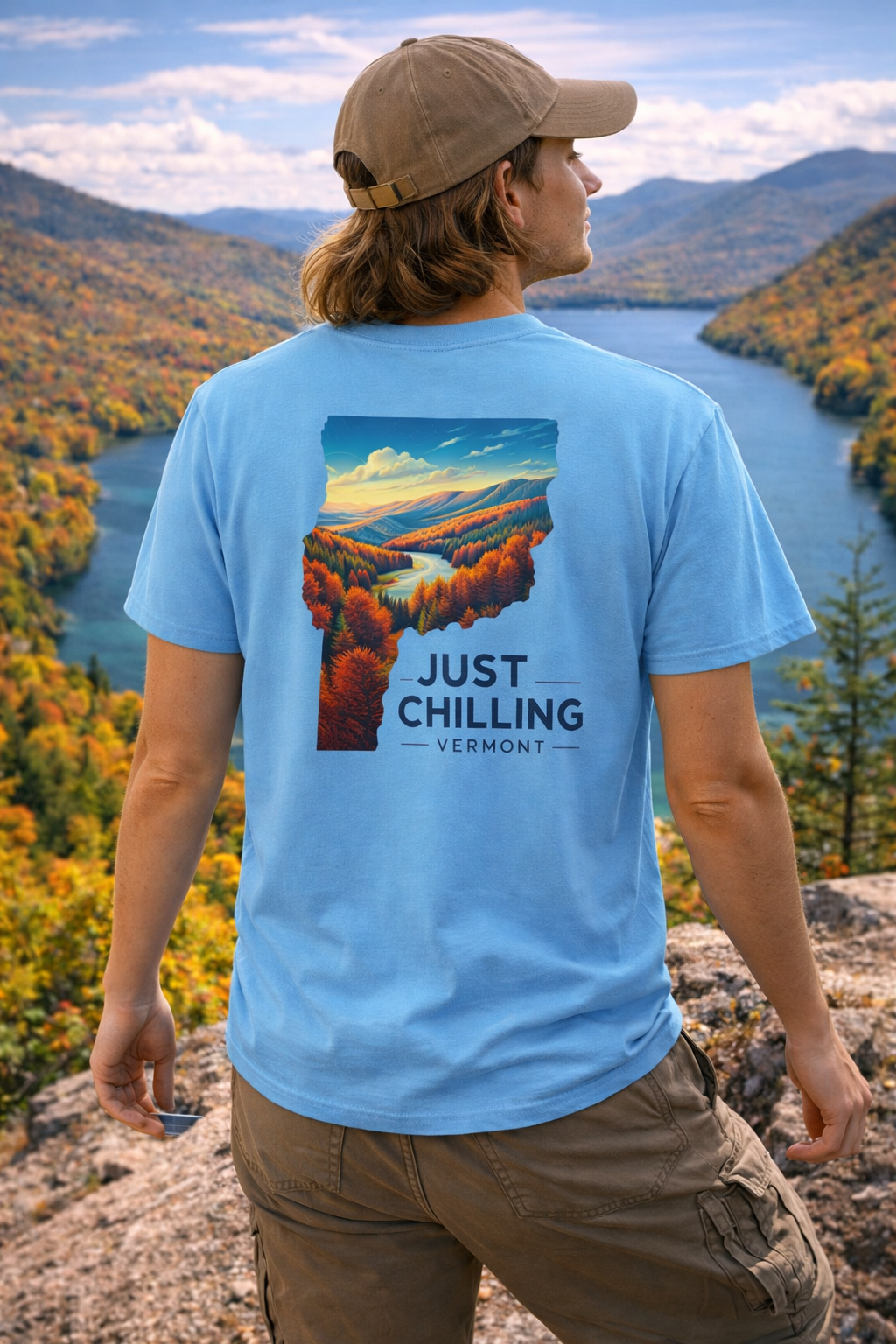 Just Chilling Unisex Softstyle T-Shirt, Casual Tee, Summer Wear, Vermont Graphic Tee, Relaxed Fit Shirt, Outdoor Adventure Top