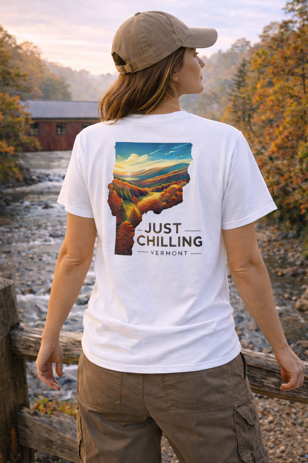 Just Chilling Unisex Softstyle T-Shirt, Casual Tee, Summer Wear, Vermont Graphic Tee, Relaxed Fit Shirt, Outdoor Adventure Top