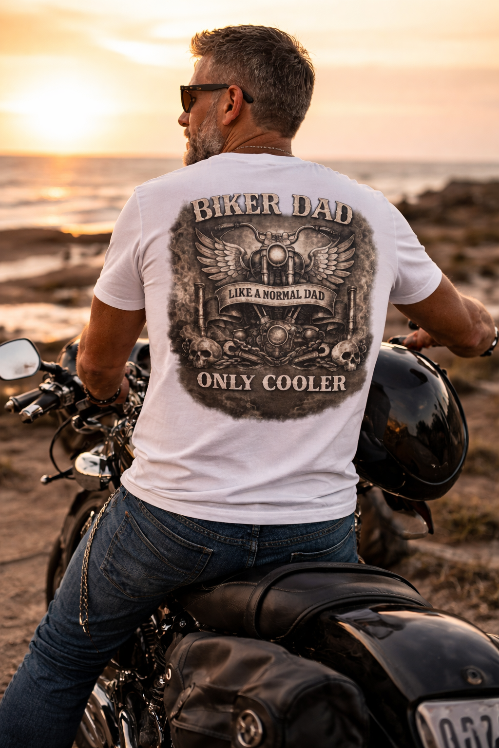 Biker Dads Are Cooler Tee — 'Just Chilling' Dad Motorcycle T-Shirt