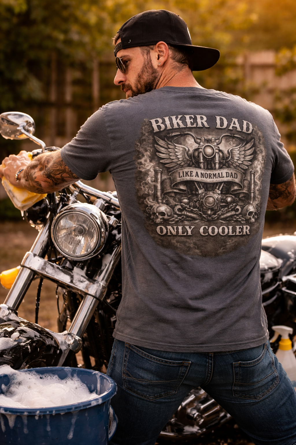 Biker Dads Are Cooler Tee — 'Just Chilling' Dad Motorcycle T-Shirt