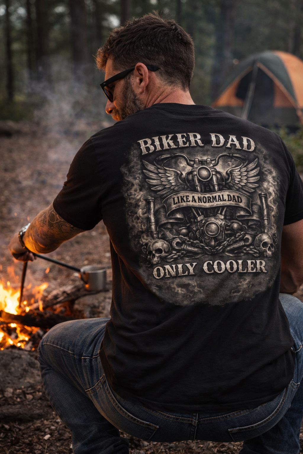 Biker Dads Are Cooler Tee — 'Just Chilling' Dad Motorcycle T-Shirt