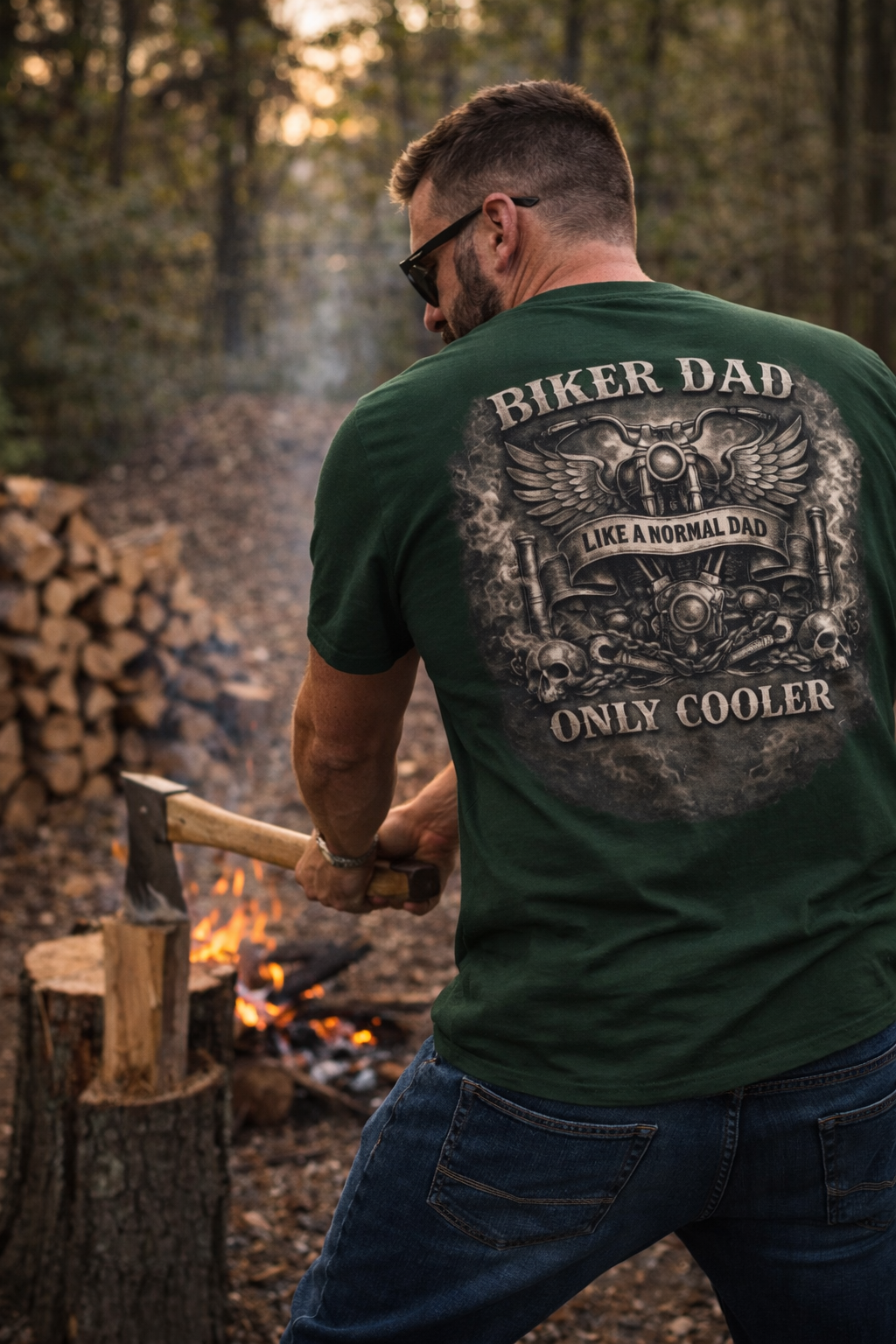 Biker Dads Are Cooler Tee — 'Just Chilling' Dad Motorcycle T-Shirt