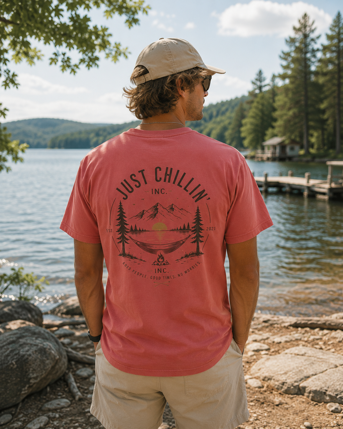 Just Chillin' Inc. Campfire Gathering T-Shirt | Outdoor Tee