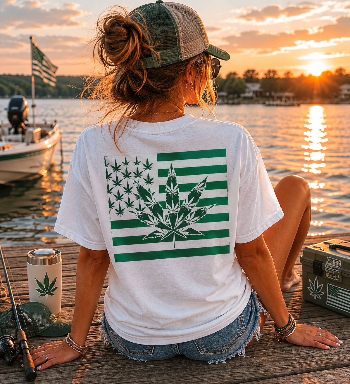 Unisex Heavy Cotton Tee cannabis all-star and flag tee