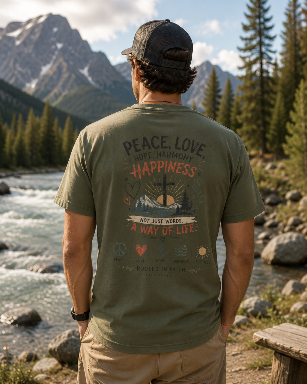 Just Chilling T-Shirt - Peace Love Happiness Tee