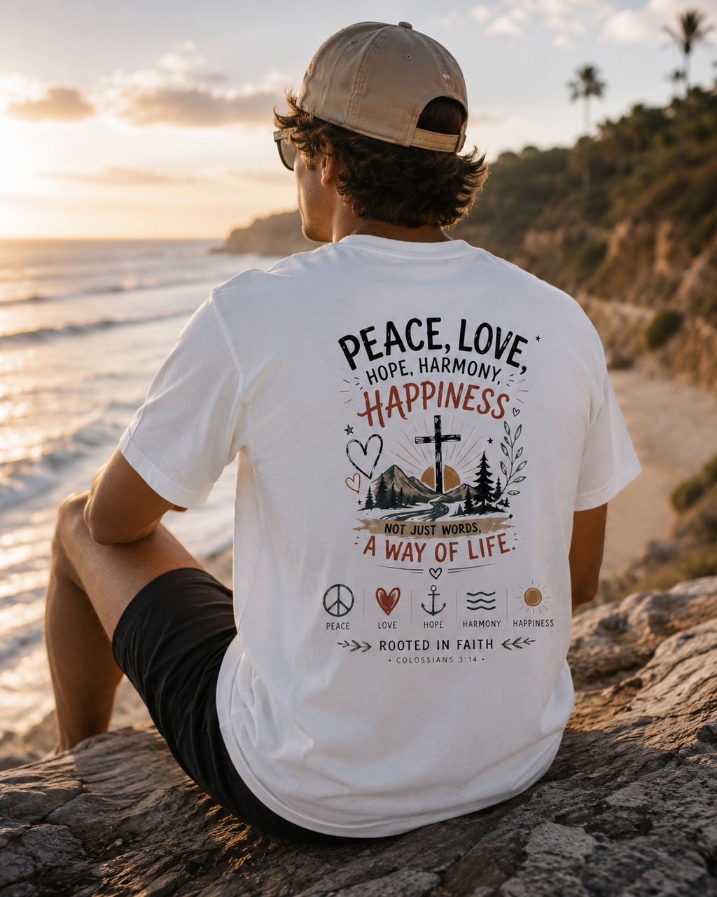 Just Chilling T-Shirt - Peace Love Happiness Tee