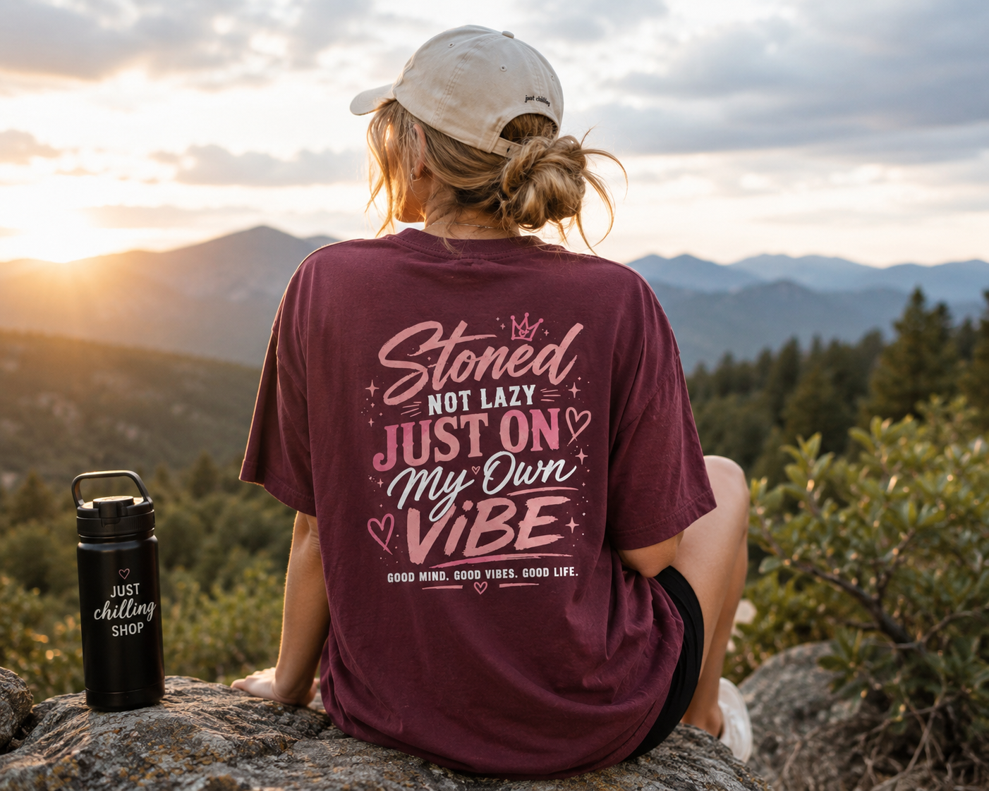 Just Chillin' Tee — "Stoned Not Lazy, Just On My Own Vibe" Graphic Shirt