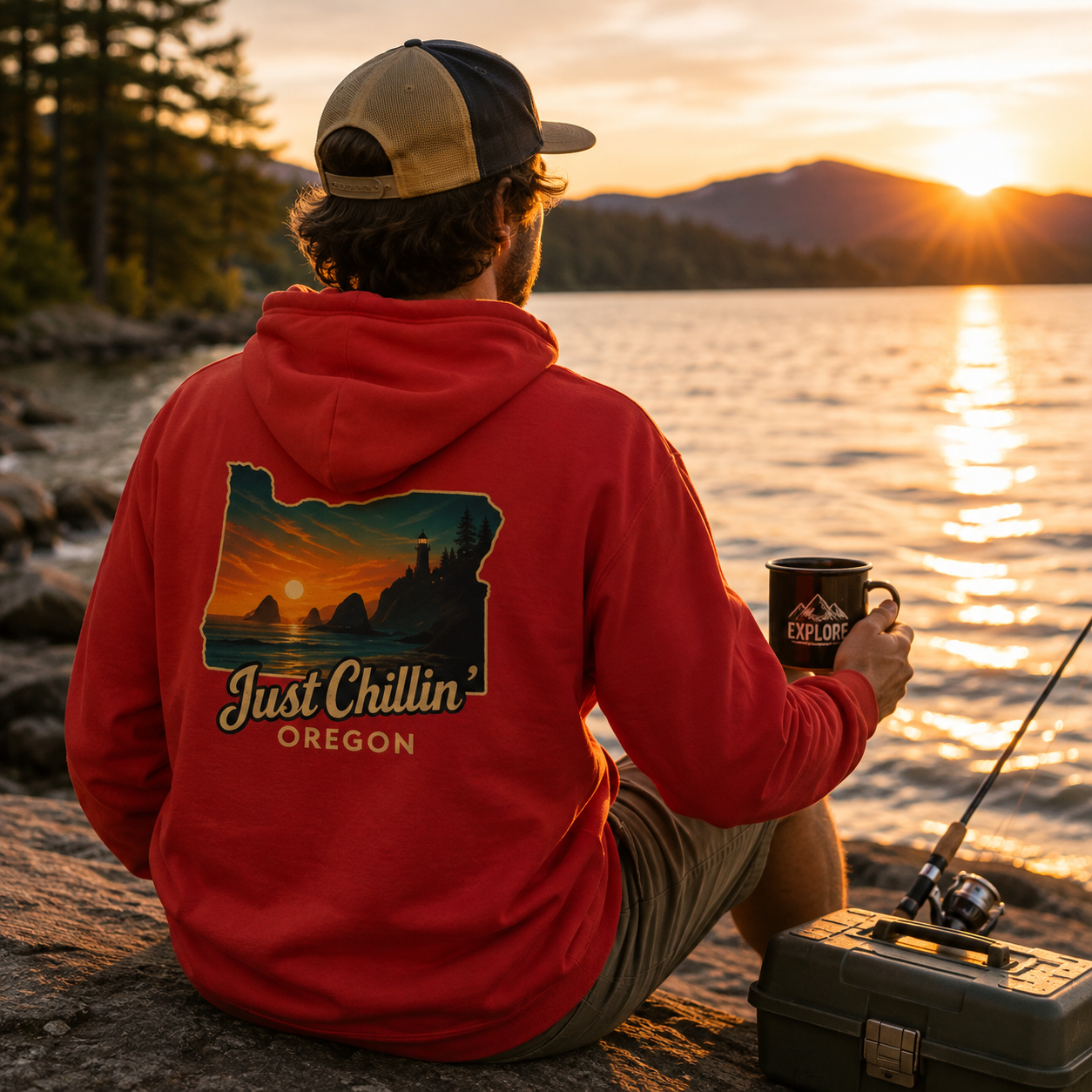 Oregon Sunset Hoodie — "Just Chillin'" Scenic Travel Pullover