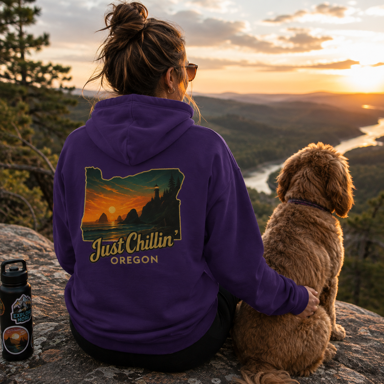 Oregon Sunset Hoodie — "Just Chillin'" Scenic Travel Pullover