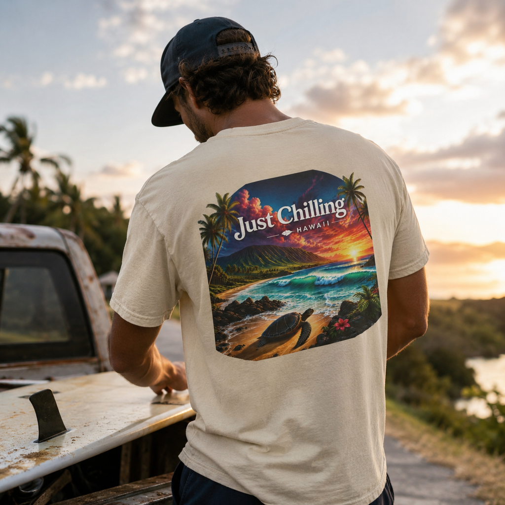 Just Chilling Hawaii Tee — Tropical Sunset Beach T-Shirt