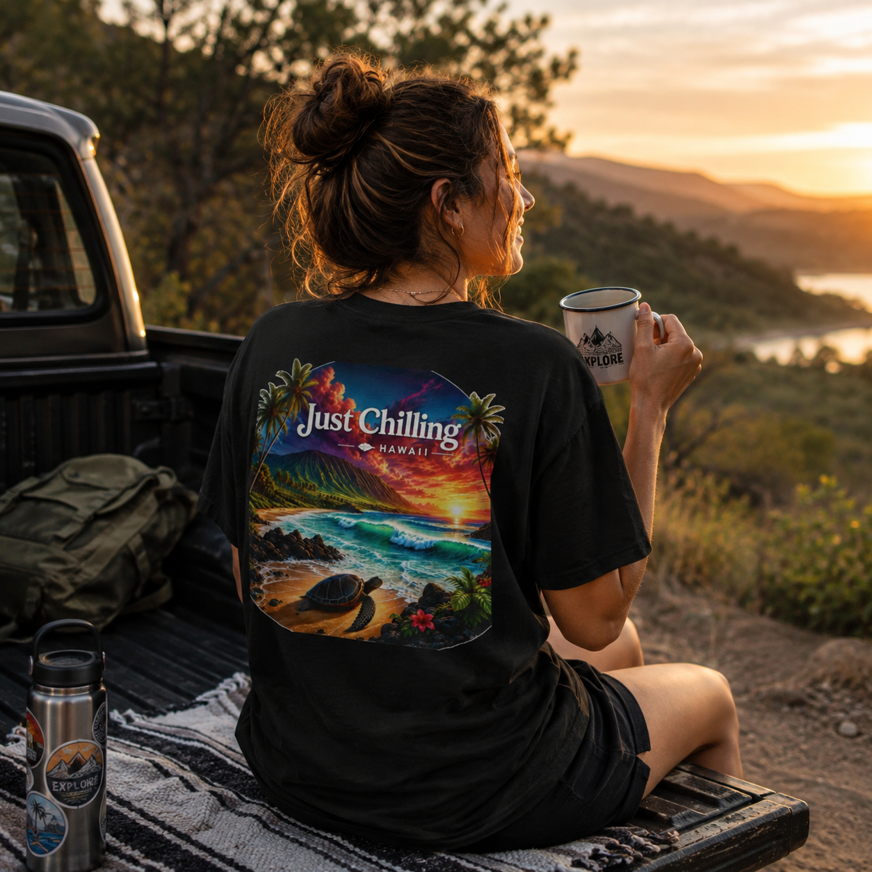 Just Chilling Hawaii Tee — Tropical Sunset Beach T-Shirt