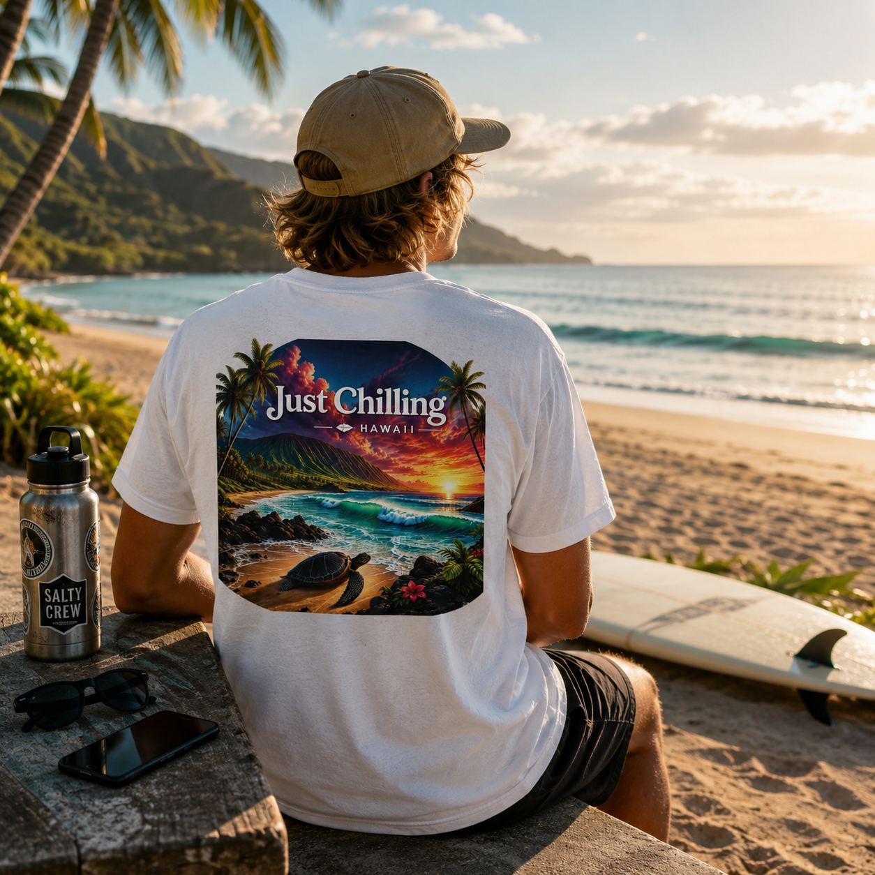 Just Chilling Hawaii Tee — Tropical Sunset Beach T-Shirt