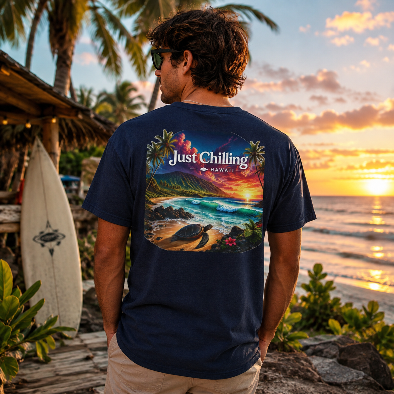Just Chilling Hawaii Tee — Tropical Sunset Beach T-Shirt