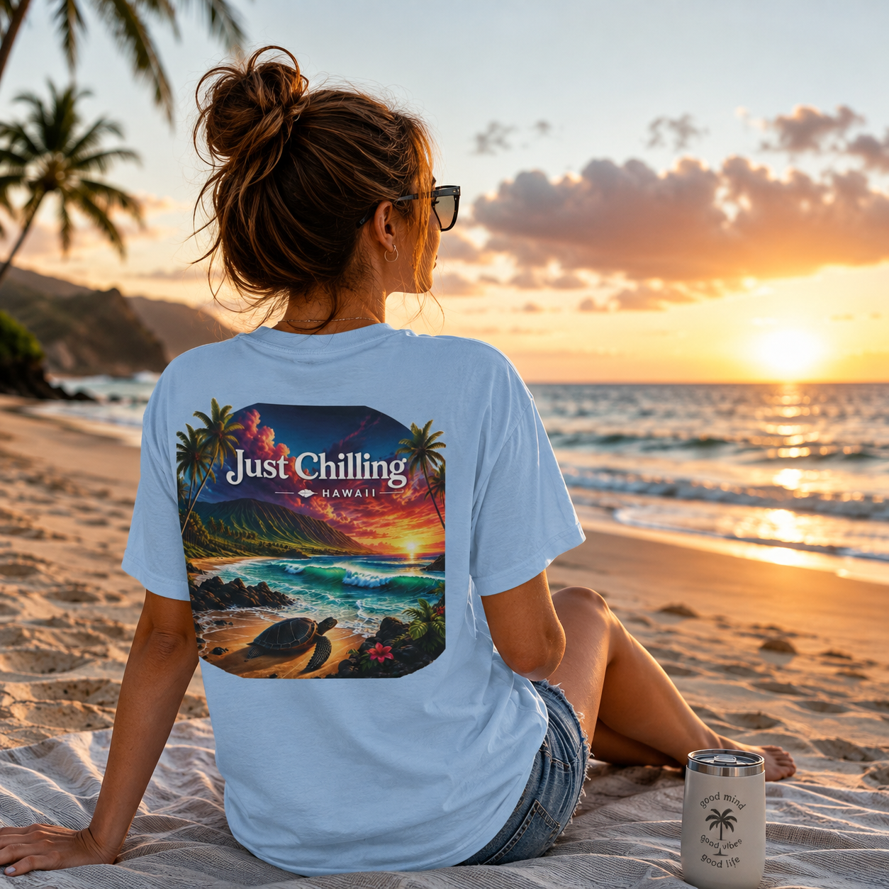 Just Chilling Hawaii Tee — Tropical Sunset Beach T-Shirt