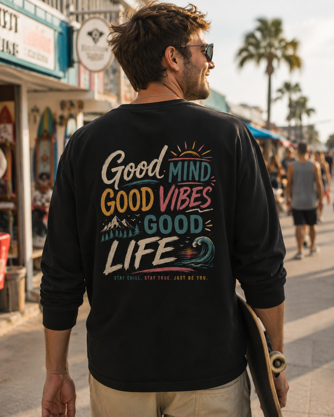 Sweatshirt — "Good Mind, Good Vibes, Good Life" Inspirational Crewneck