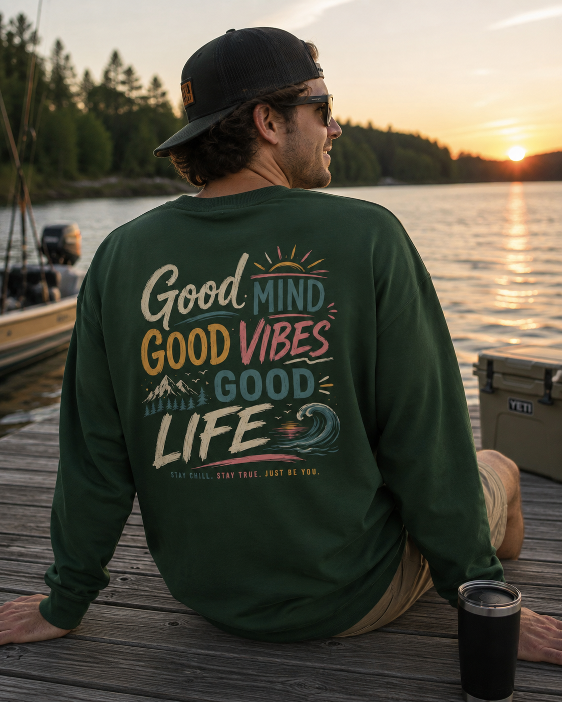 Sweatshirt — "Good Mind, Good Vibes, Good Life" Inspirational Crewneck