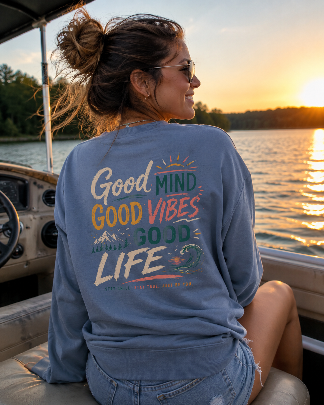 Sweatshirt — "Good Mind, Good Vibes, Good Life" Inspirational Crewneck