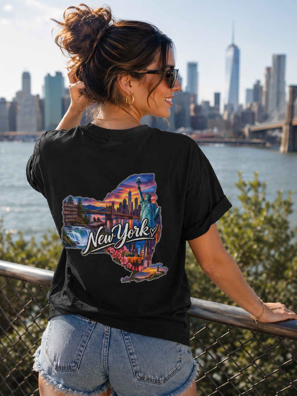 New York State Graphic Tee — Vintage Scenic Map Design