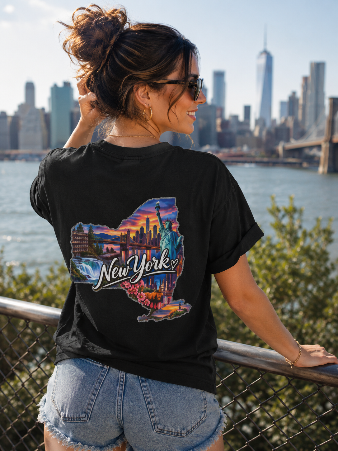 New York State Graphic Tee — Vintage Scenic Map Design