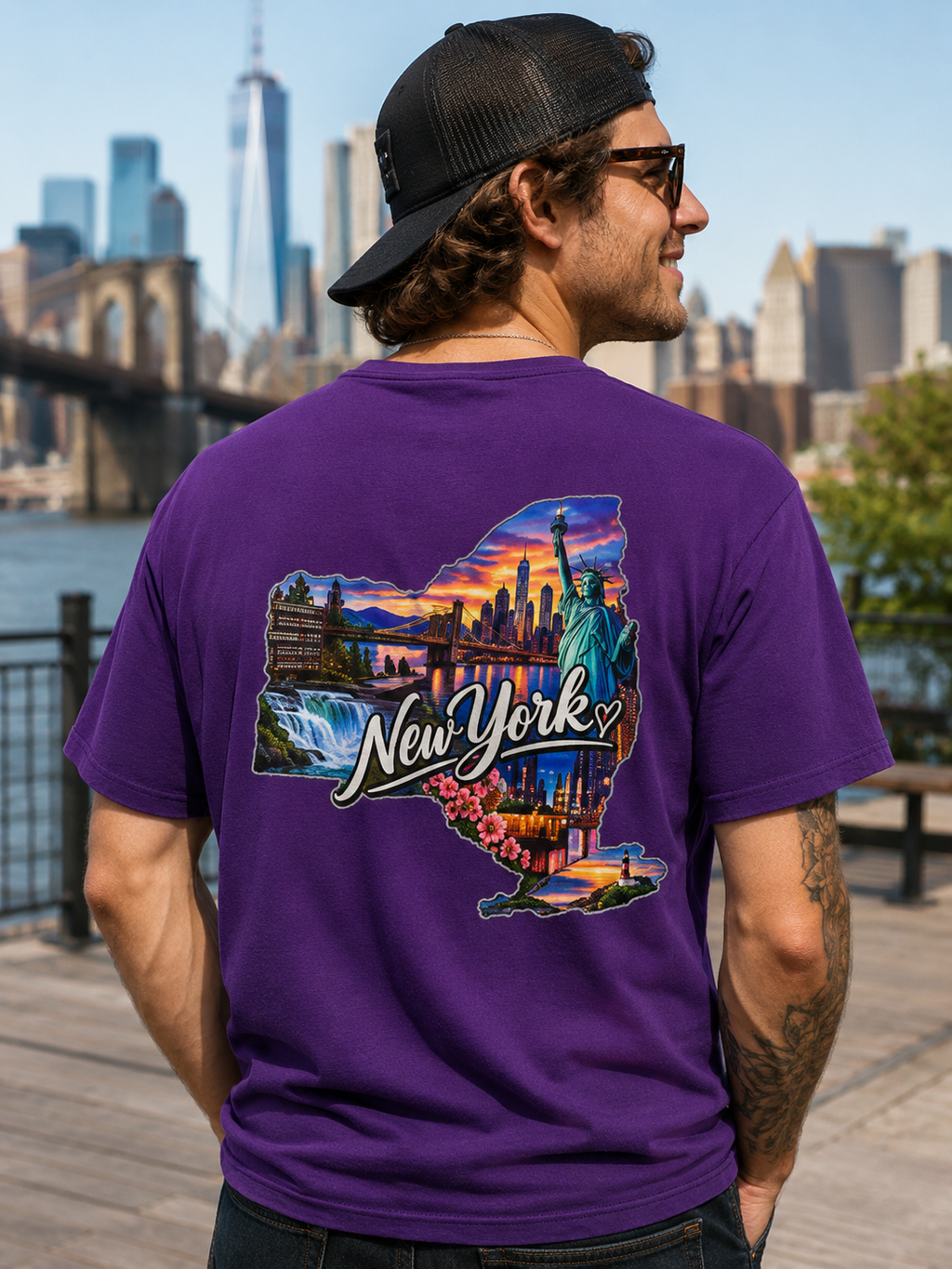 New York State Graphic Tee — Vintage Scenic Map Design