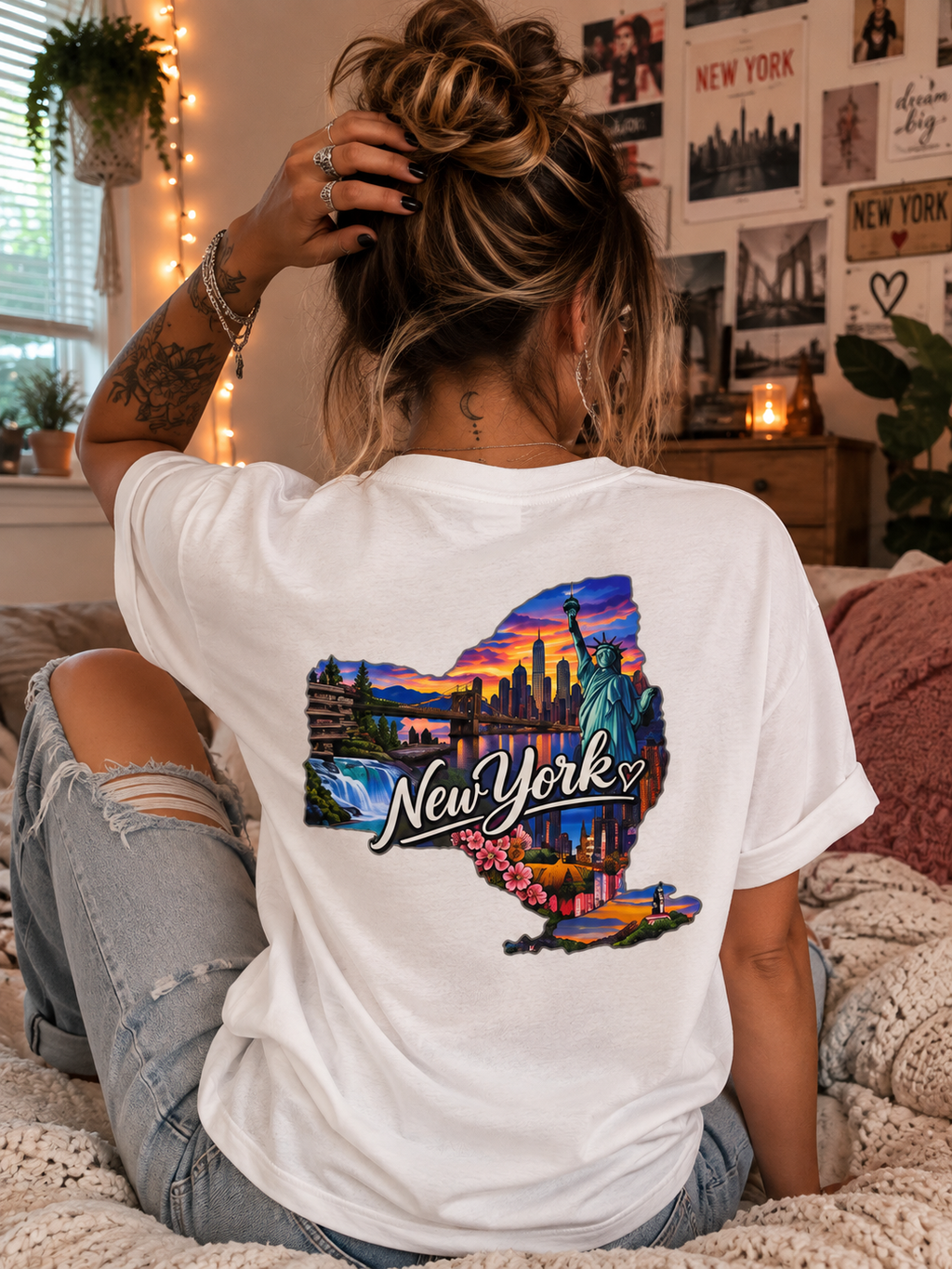 New York State Graphic Tee — Vintage Scenic Map Design