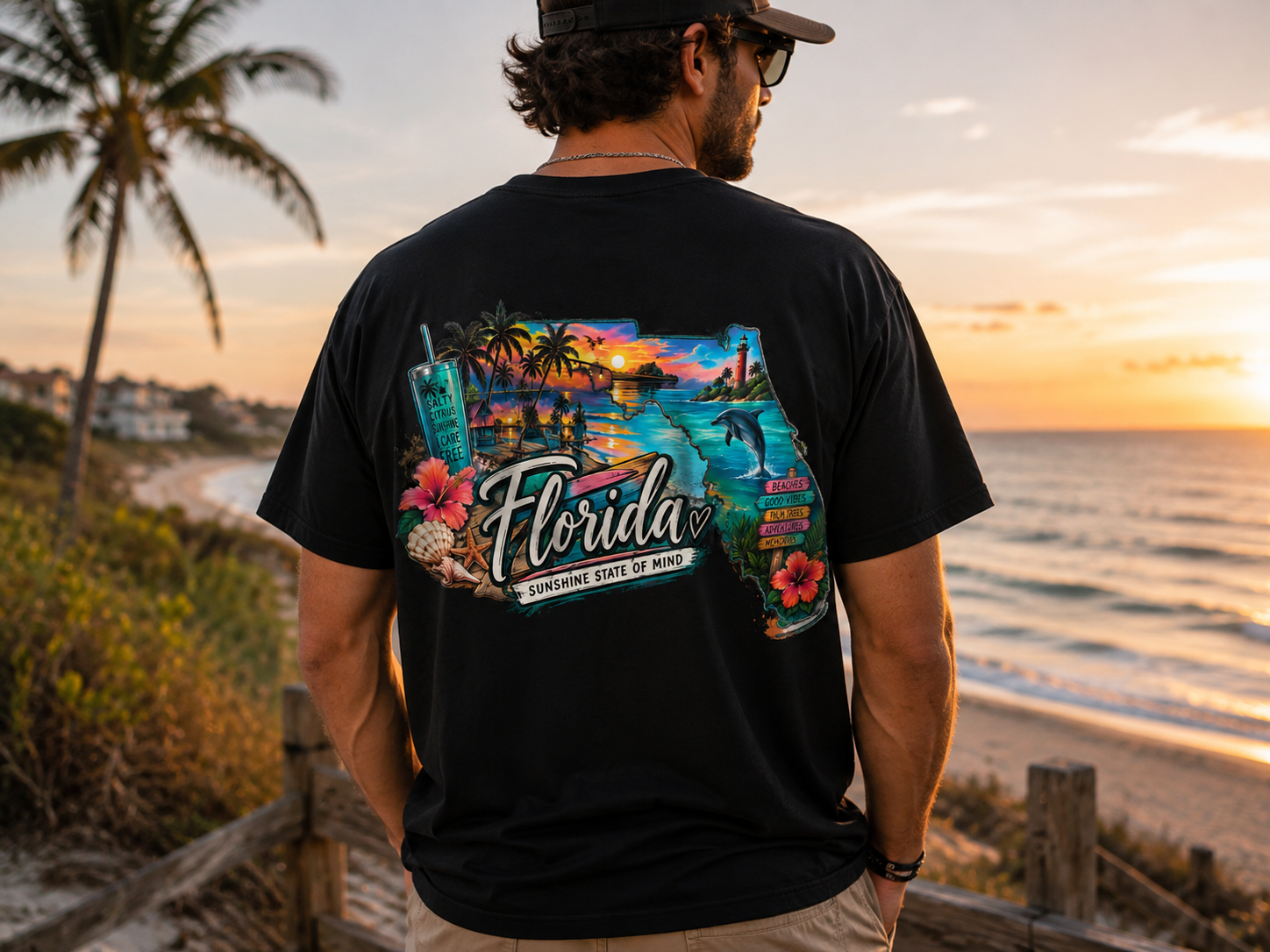 Florida Vintage Map T‑Shirt — Retro Beach State Graphic Tee