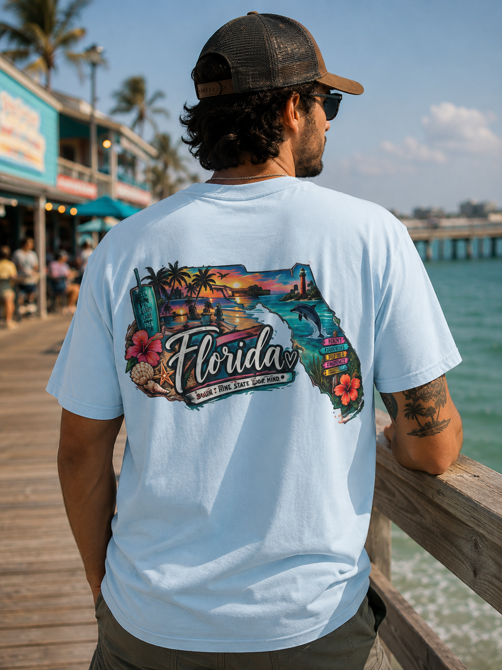 Florida Vintage Map T‑Shirt — Retro Beach State Graphic Tee