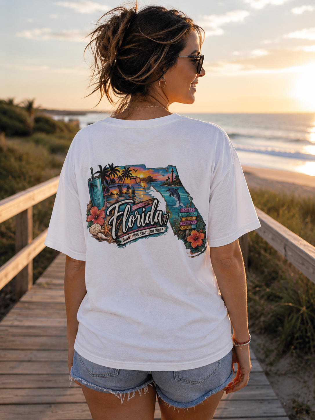 Florida Vintage Map T‑Shirt — Retro Beach State Graphic Tee